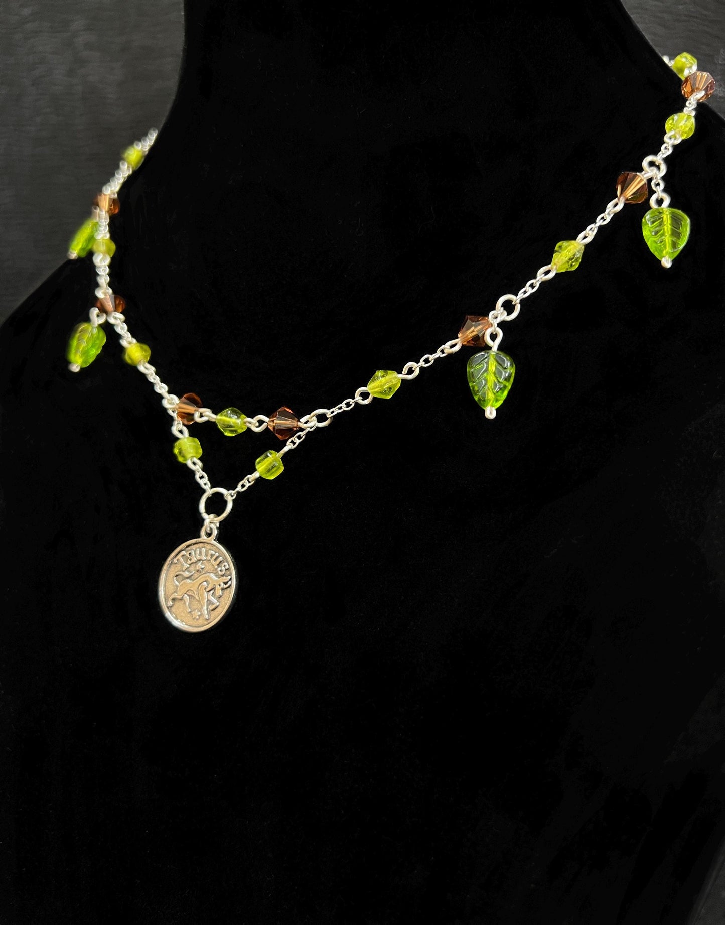 Beaded Taurus Zodiac Charm Necklace