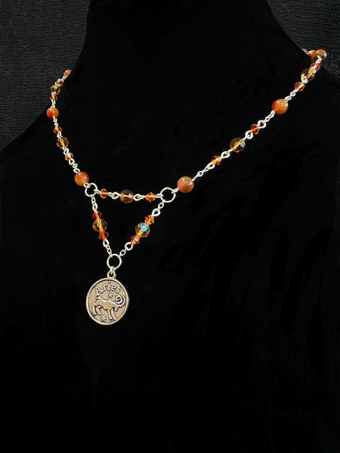 Beaded Aries Zodiac Charm Necklace