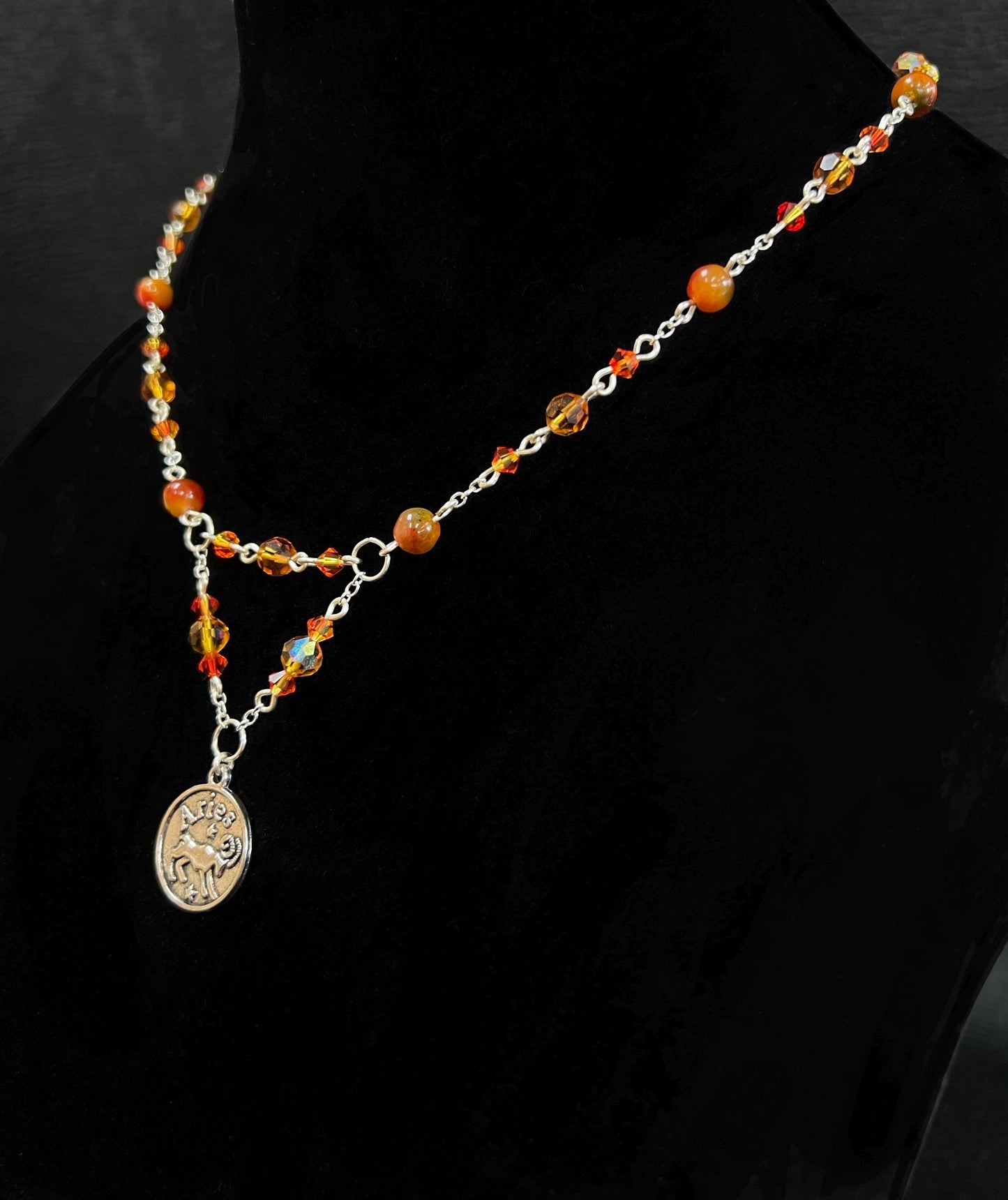 Beaded Aries Zodiac Charm Necklace