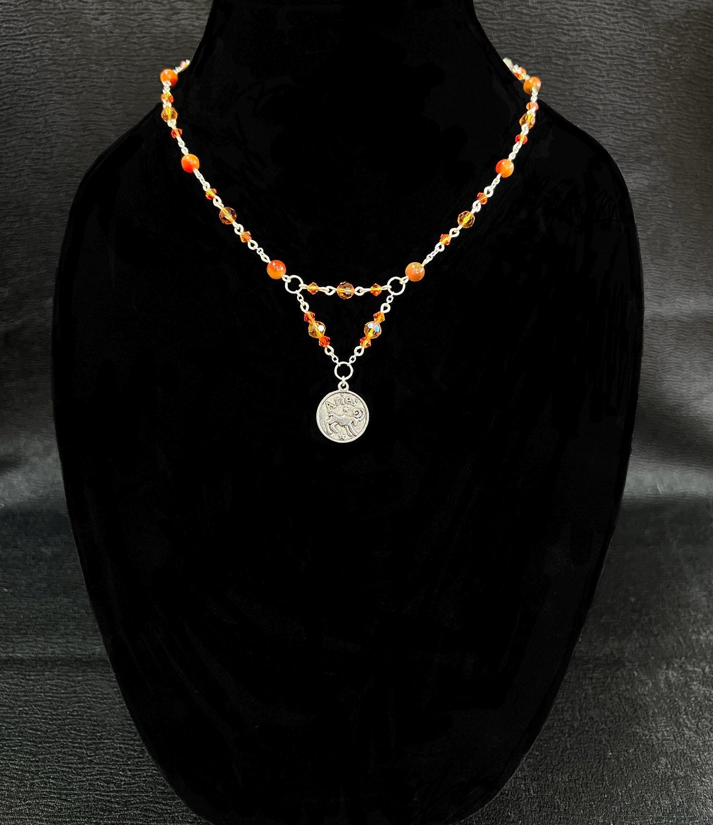 Beaded Aries Zodiac Charm Necklace