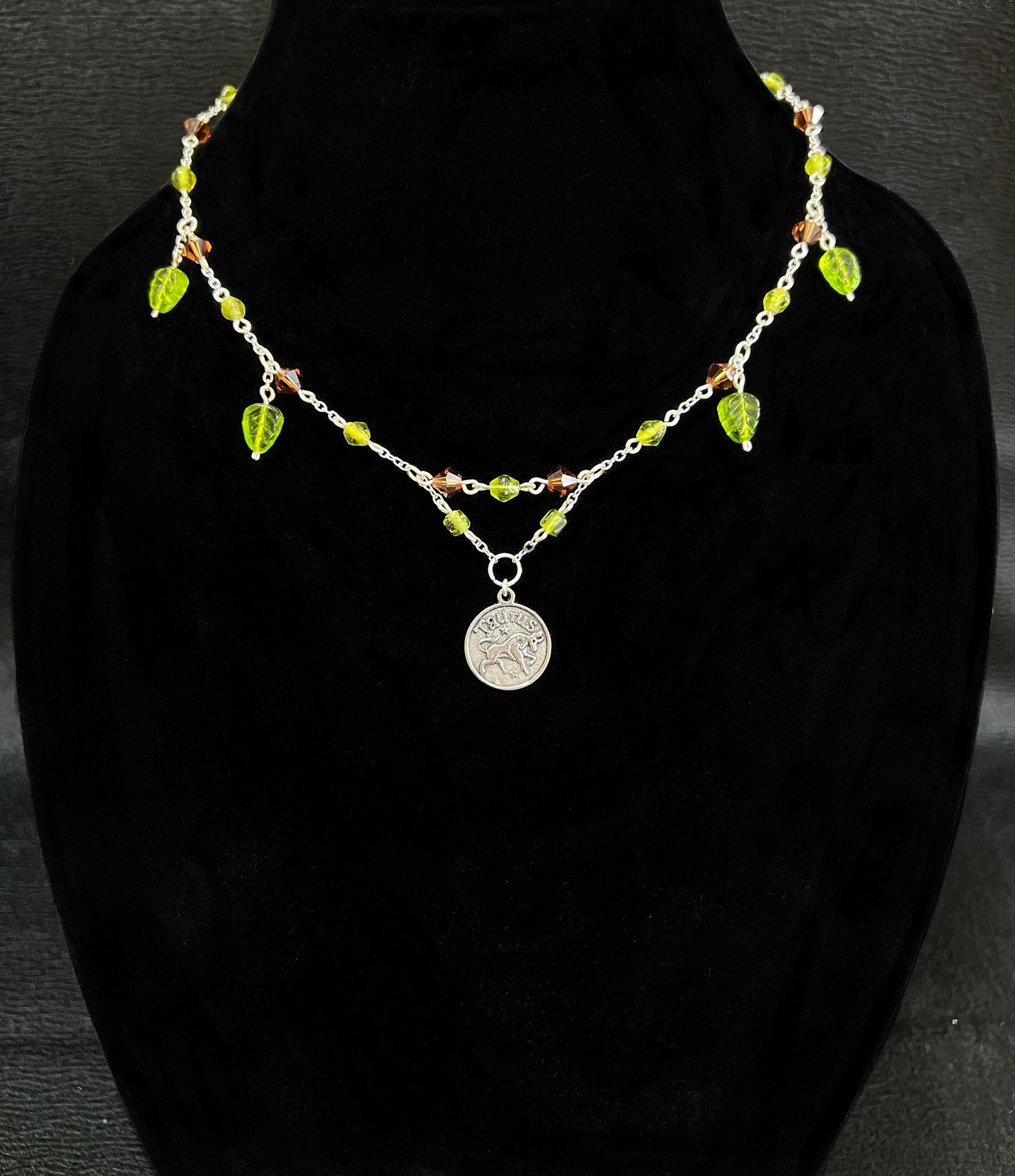Beaded Taurus Zodiac Charm Necklace