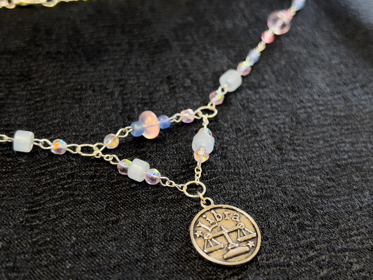 Beaded Libra Zodiac Charm Necklace