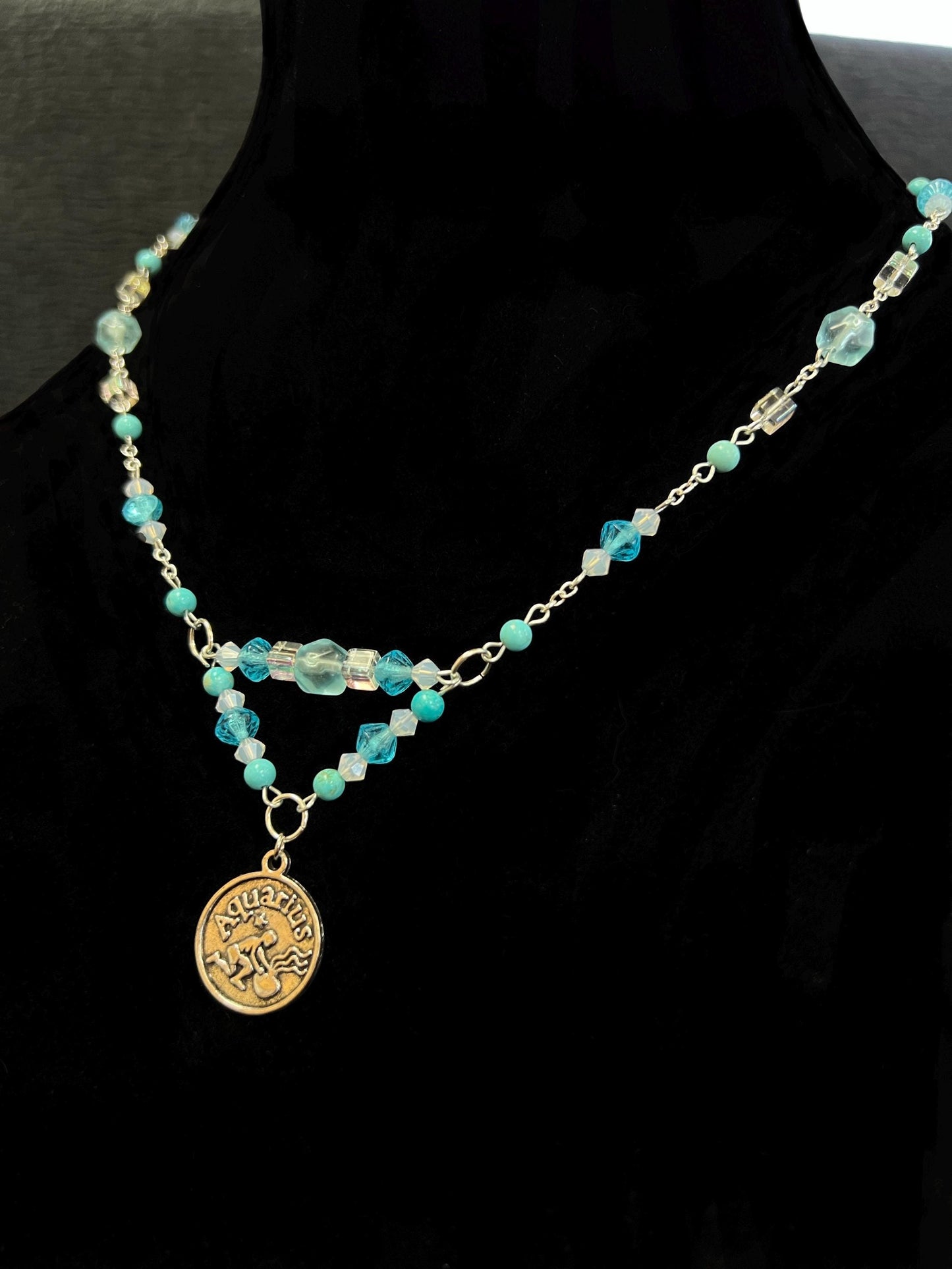 Beaded Aquarius Zodiac Charm Necklace