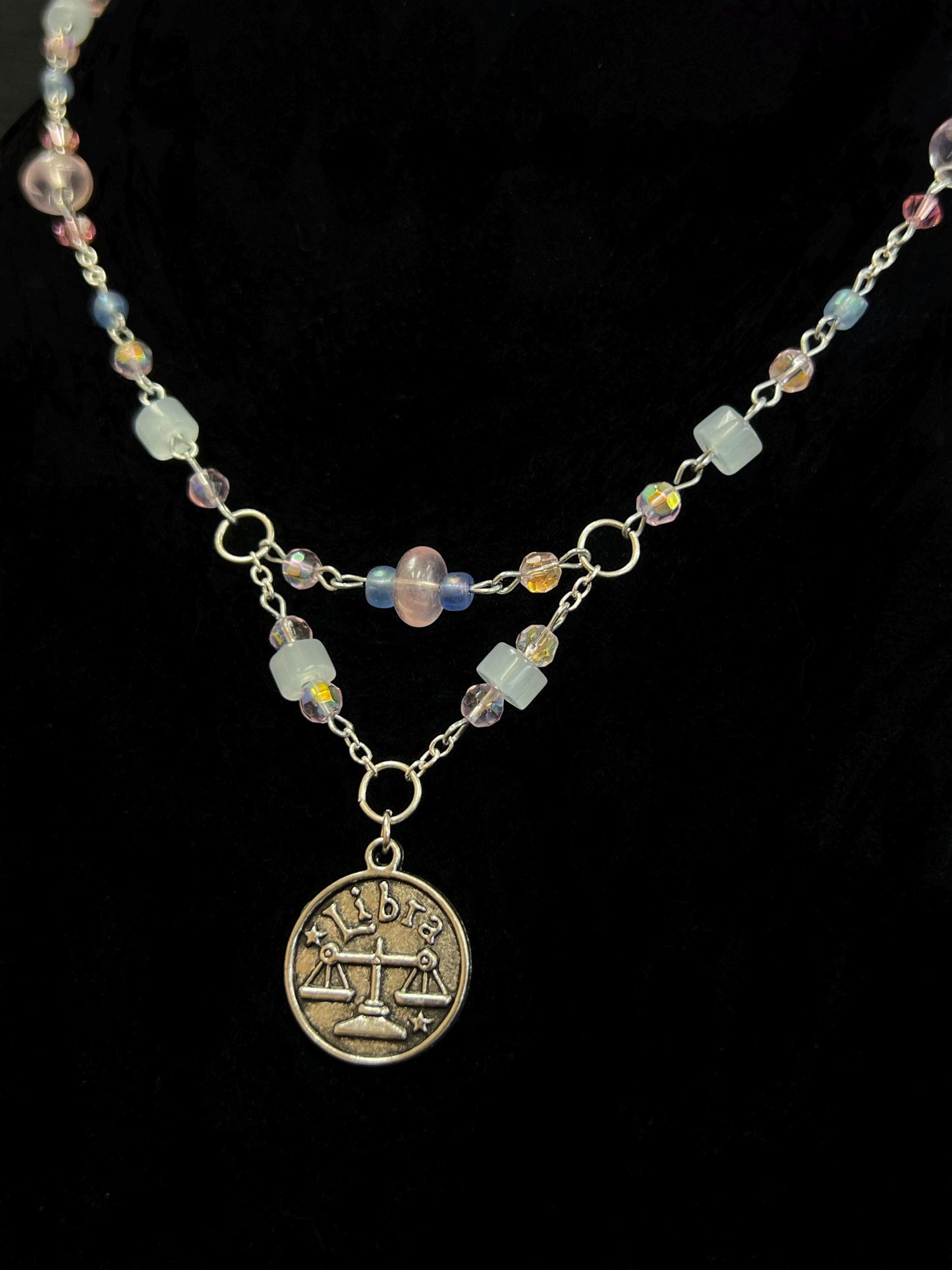 Beaded Libra Zodiac Charm Necklace