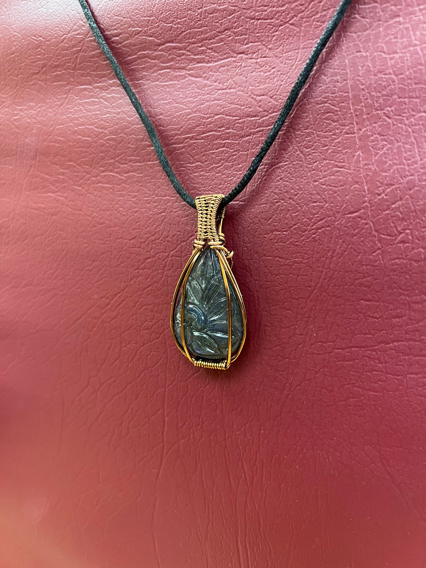 Carved labradorite pendant