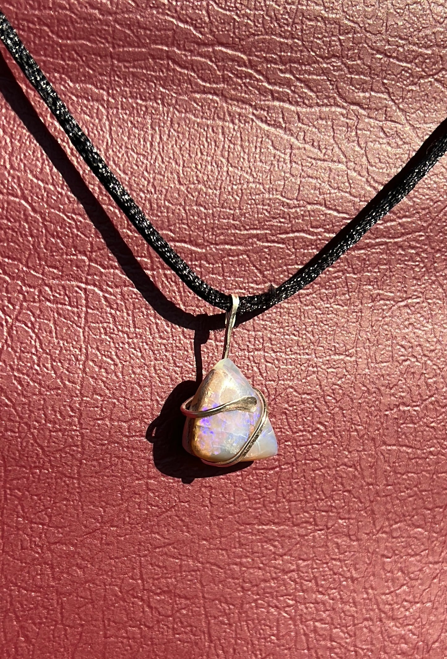 Purple opal simple wrap pendant