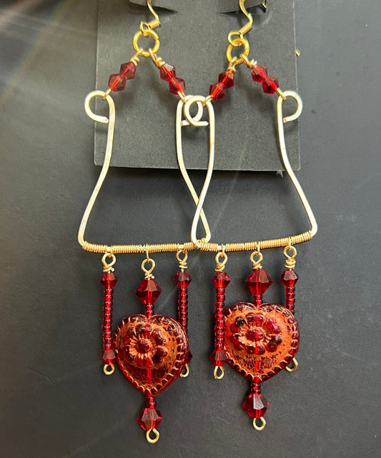 Crimson romance earrings